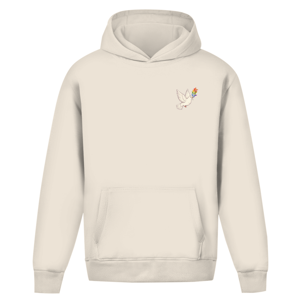 Oversize Hoodie ohne Kordel mit "Friedenstaube Pride Edition"