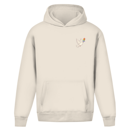 Oversize Hoodie ohne Kordel mit "Friedenstaube Pride Edition"
