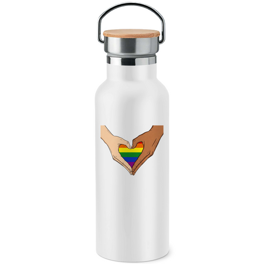 Edelstahl-Trinkflasche "Regenbogen Hände"