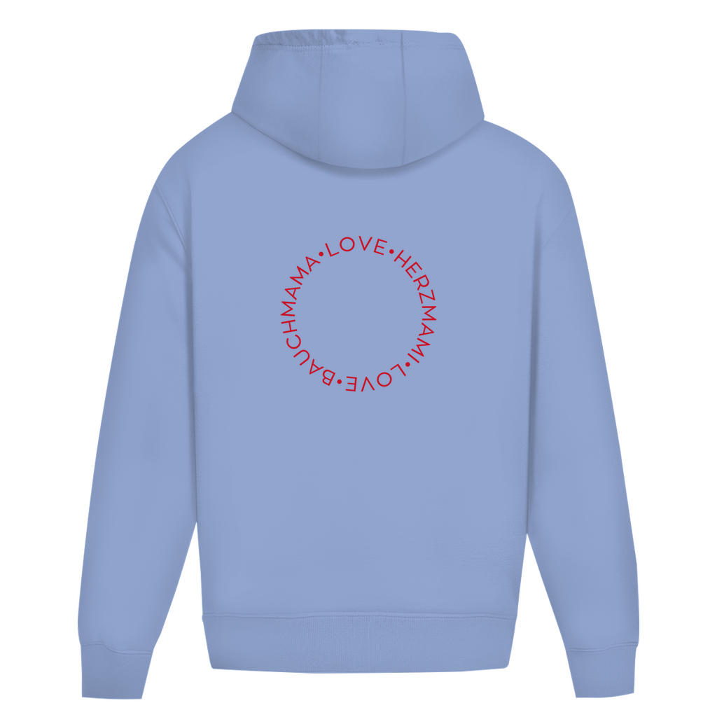 Oversize Hoodie ohne Kordel mit "Bauchmama-Herzmami" Print