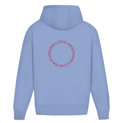 Oversize Hoodie ohne Kordel mit "Bauchmama-Herzmami" Print