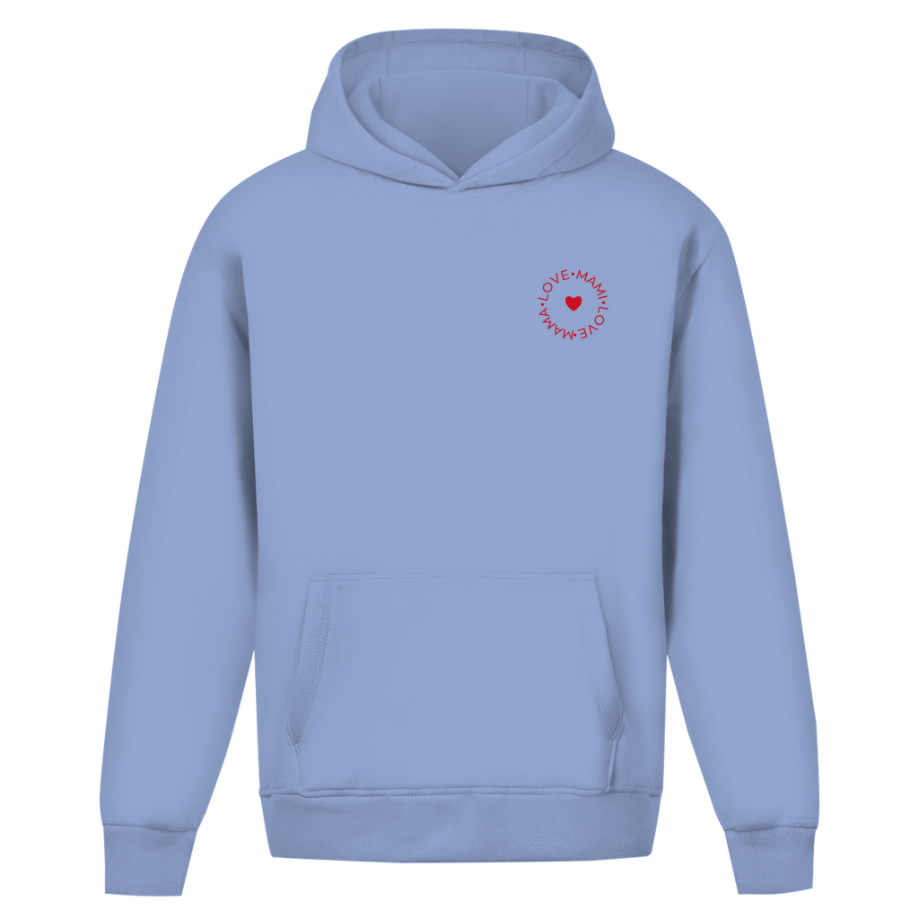 Oversize Hoodie ohne Kordel mit "Love Mama Love Mami"