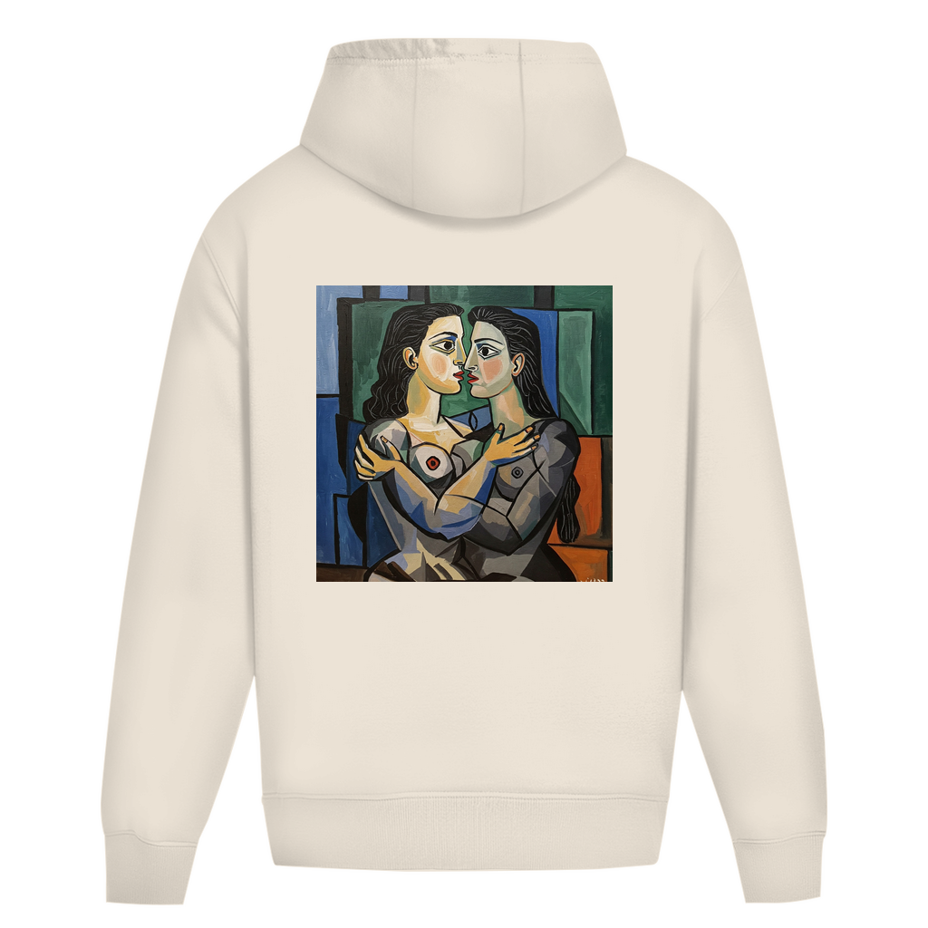 Oversize Hoodie ohne Kordel mit Kuss Print im Stil von Pablo Picasso
