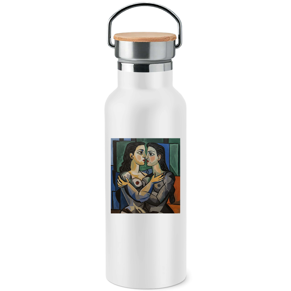 Edelstahl-Trinkflasche mit Kussprint im Stil von Pablo Picasso