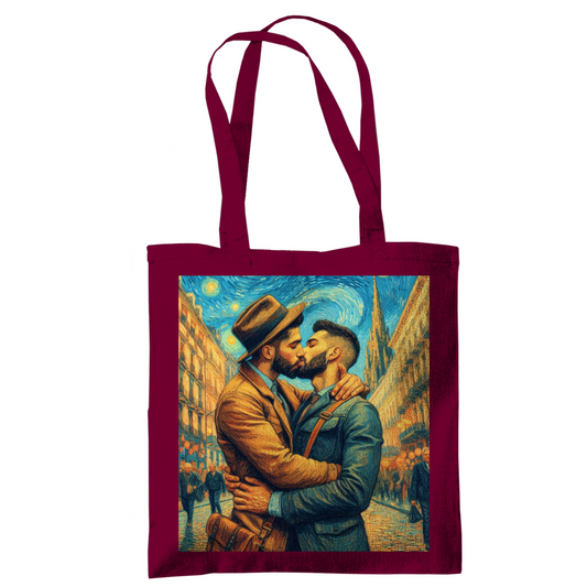 Jutebeutel mit Kuss Print im Stil von Van Gogh