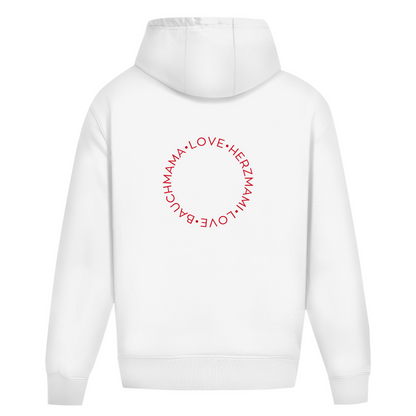 Oversize Hoodie ohne Kordel mit "Bauchmama-Herzmami" Print