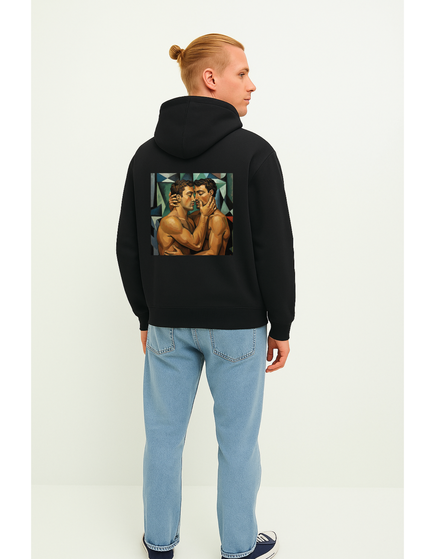 Oversize Hoodie ohne Kordel mit Kuss Print im Stil von Pablo Picasso