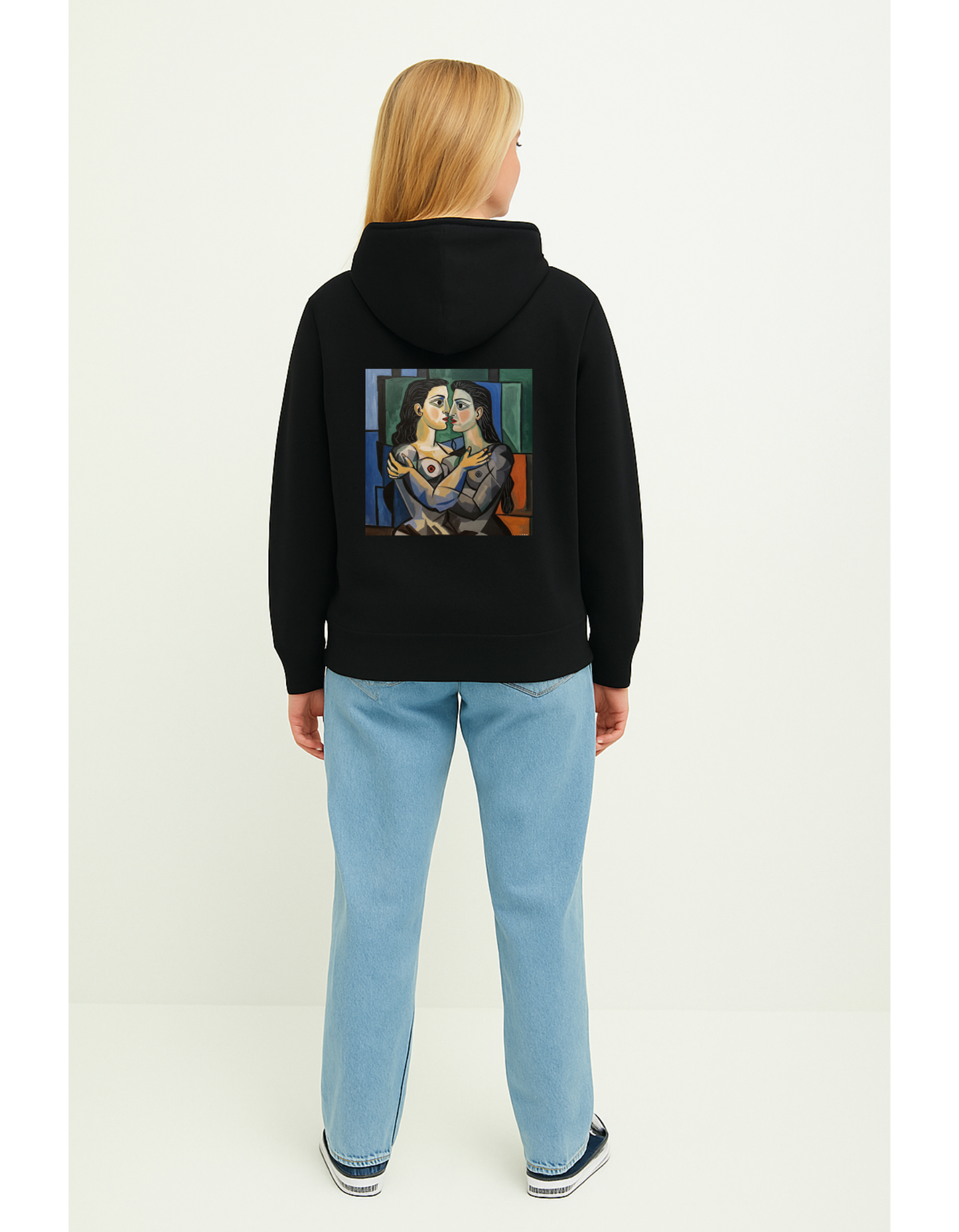 Oversize Hoodie ohne Kordel mit Kuss Print im Stil von Pablo Picasso