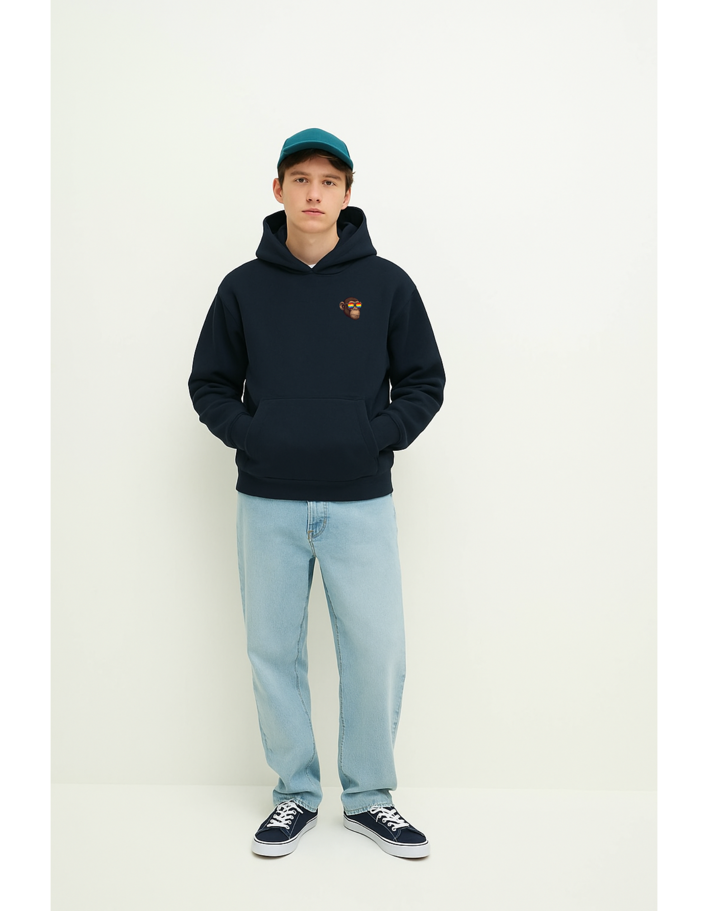 Oversize Hoodie ohne Kordel mit "Pride Monkey" Print