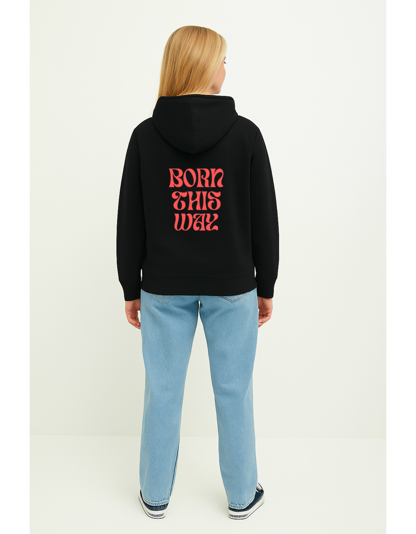 Oversize Hoodie ohne Kordel "Born This Way"