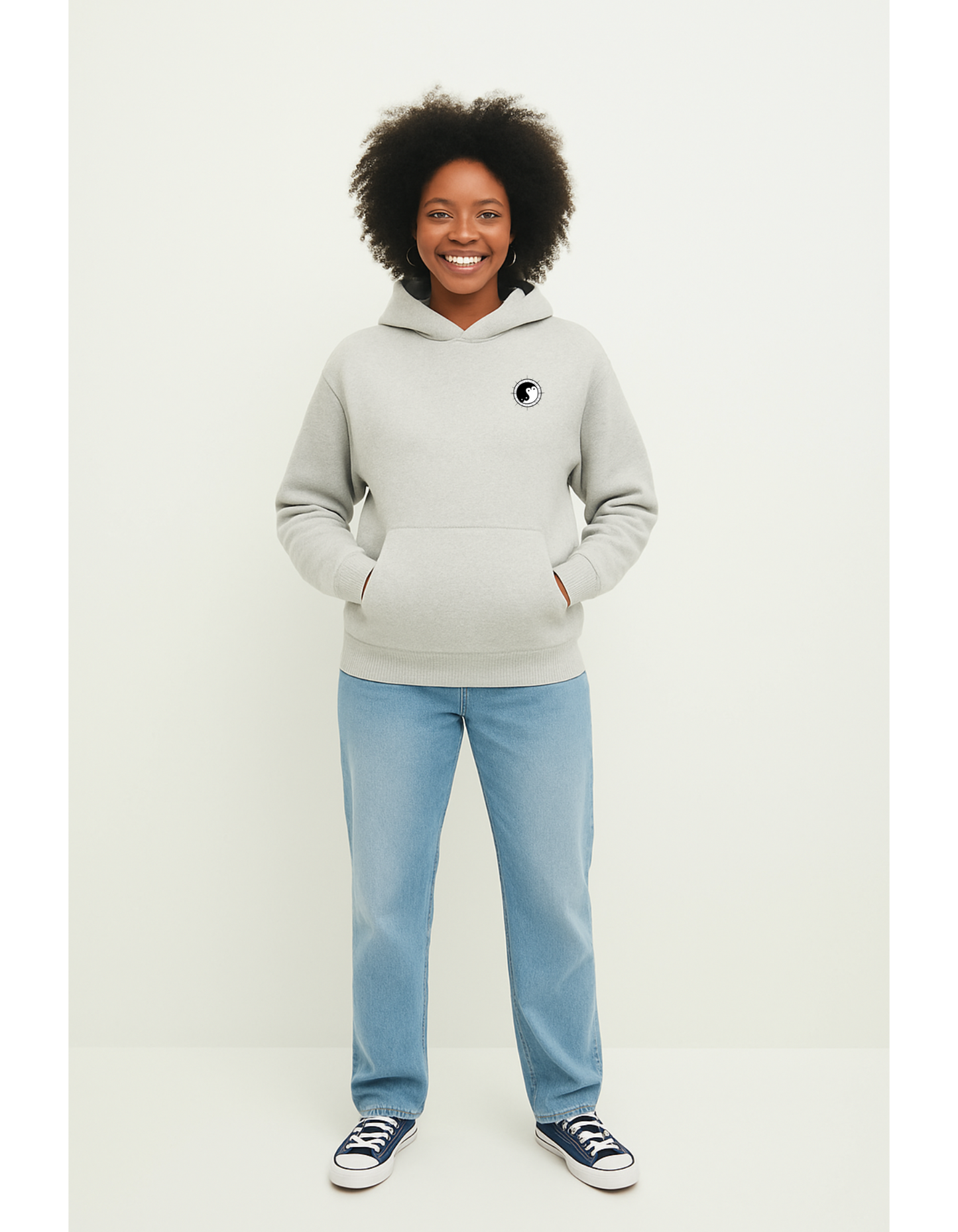 Oversize Hoodie ohne Kordel "Ying und Yang"