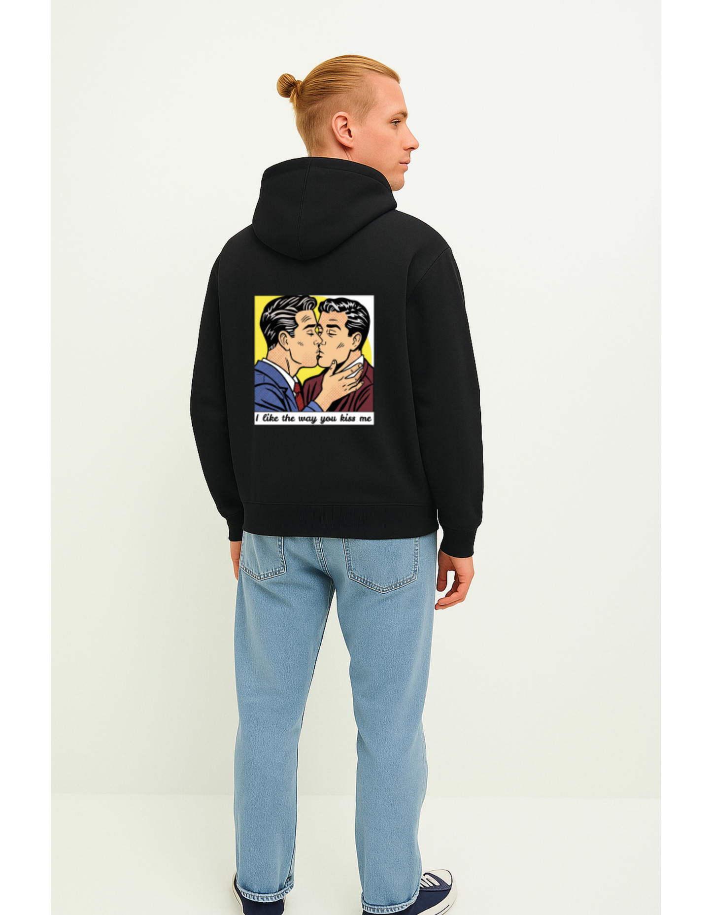 Oversize Hoodie Ohne Kordel Kuss im Stil von Roy Lichtenstein