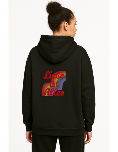 Oversize Hoodie mit Kordel und Print "Liebe ist Alles"