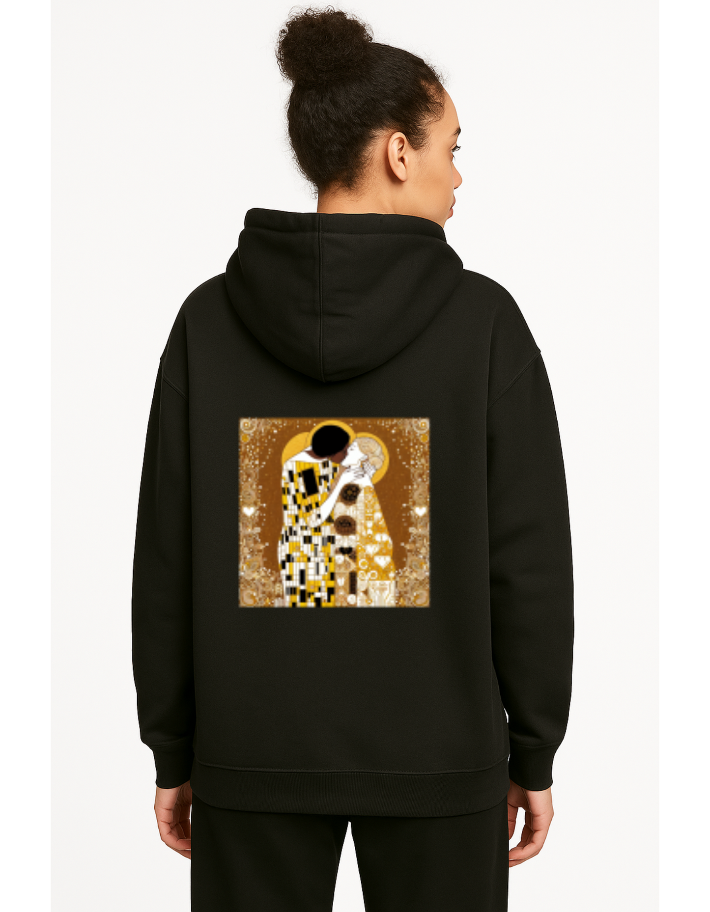 Hoodie mit Kordel und Kuss Print im Stil von Gustav Klimt