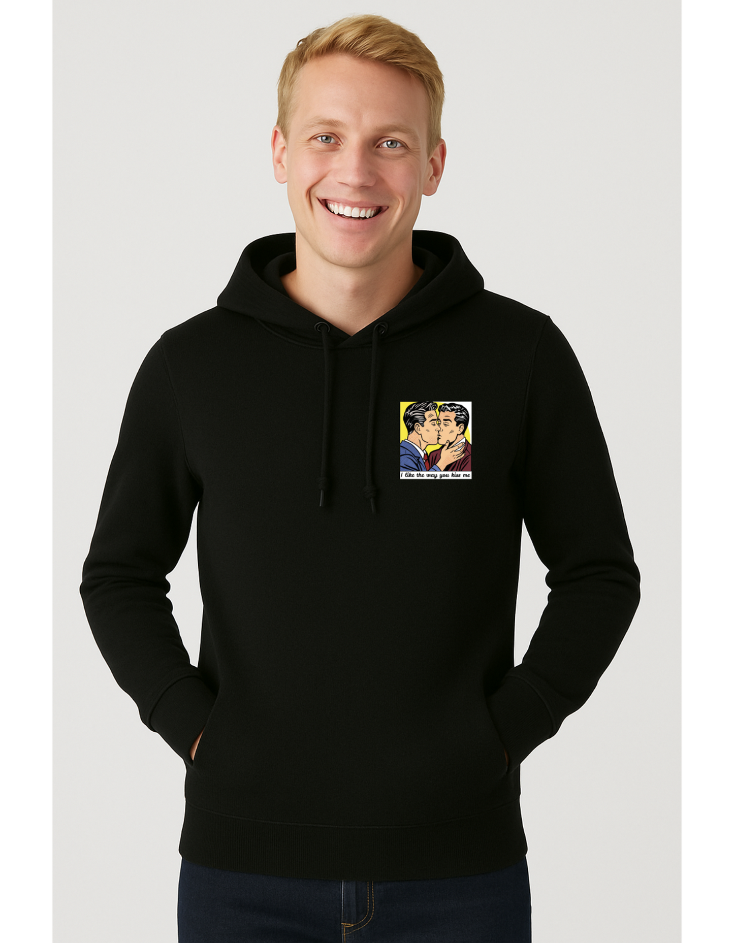 Hoodie mit Kordel und Kuss Print im Stil von Roy Lichtenstein