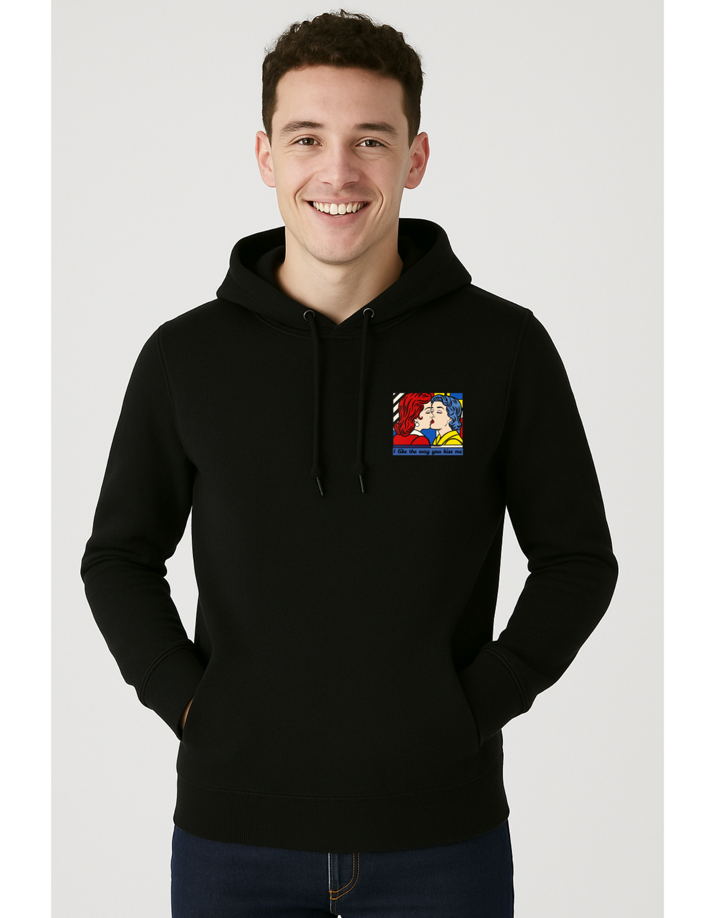 Hoodie mit Kordel und Kuss Print im Stil von Roy Lichtenstein