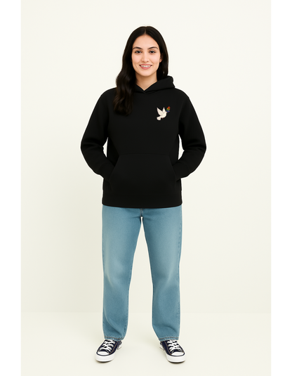 Oversize Hoodie ohne Kordel mit "Friedenstaube Pride Edition"