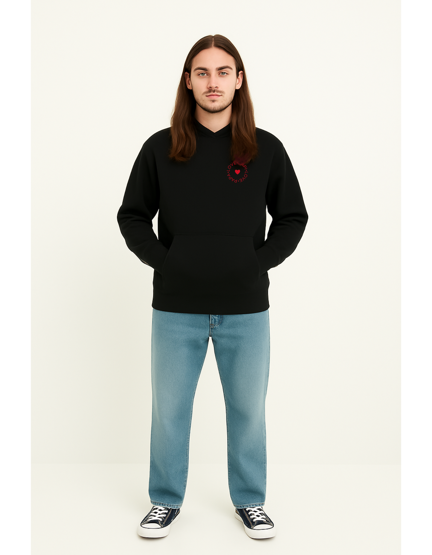 Oversize Hoodie ohne Kordel mit "Love Papa Love Papi"
