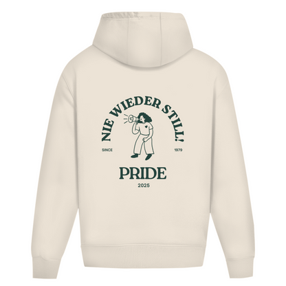Oversize Hoodie ohne Kordel mit "Nie wieder still! 2025"