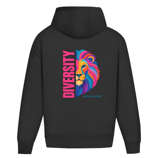 Oversize Hoodie ohne Kordel mit "DIVERSITY LION"