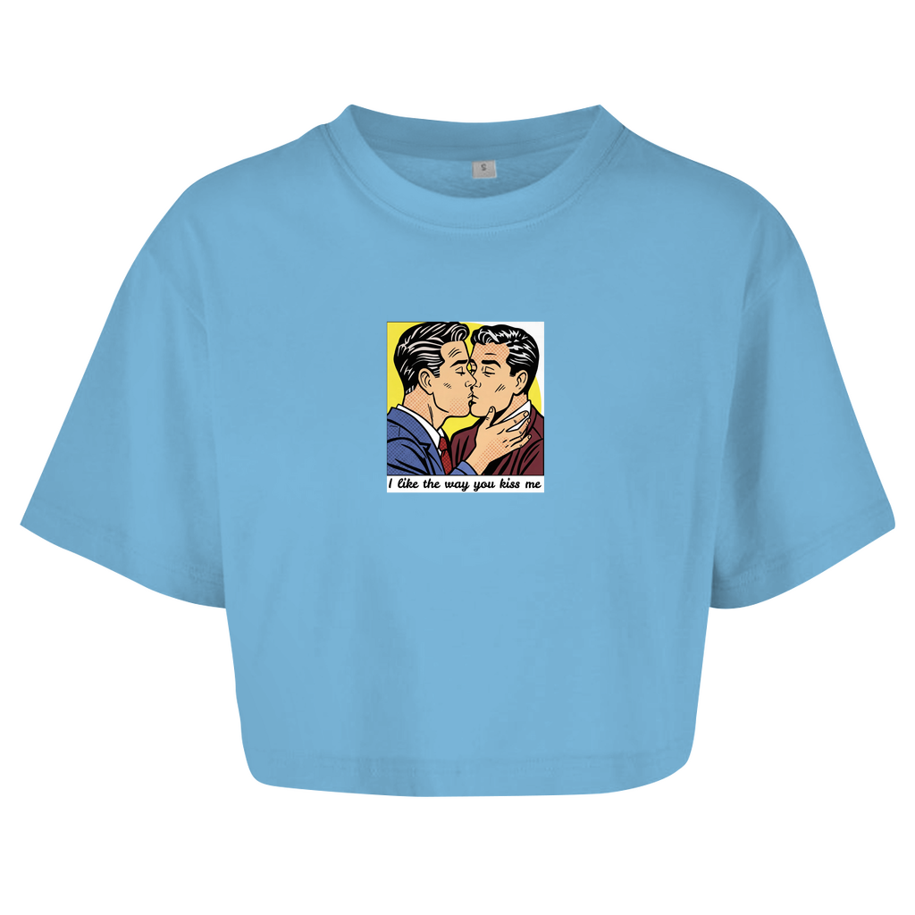 Oversize Crop Top mit Kuss Print im Stil von Roy Lichtenstein
