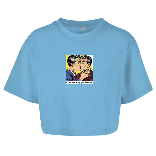 Oversize Crop Top mit Kuss Print im Stil von Roy Lichtenstein