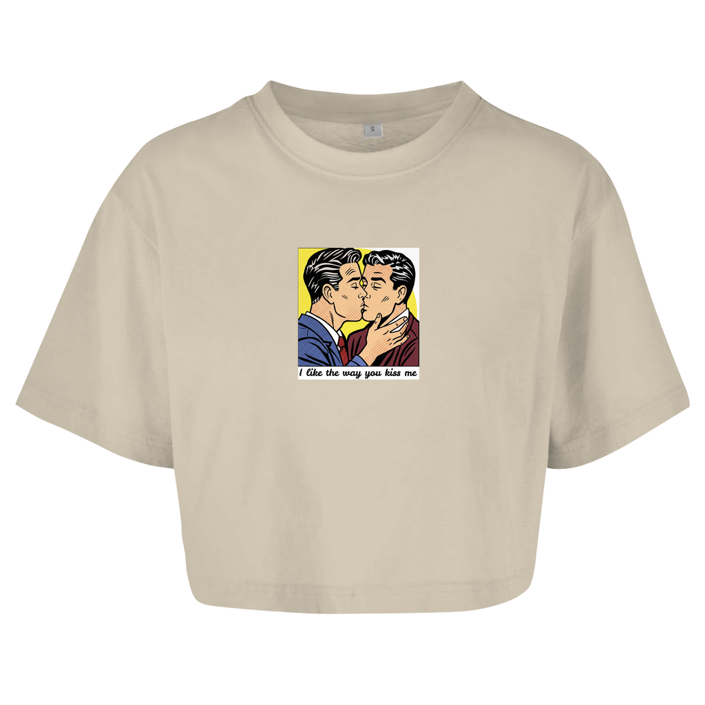 Oversize Crop Top mit Kuss Print im Stil von Roy Lichtenstein