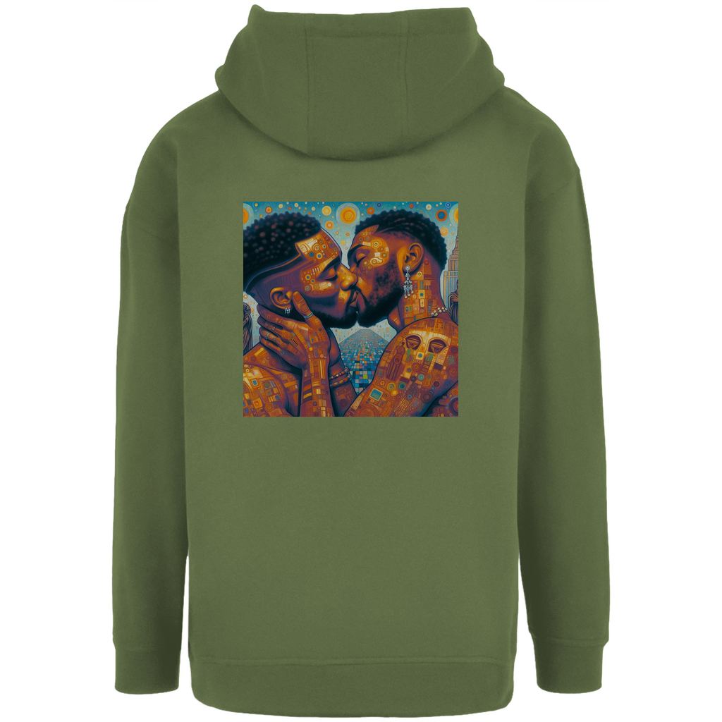 Oversize Hoodie mit Kordel und Kuss Print im Stil von Gustav Klimt