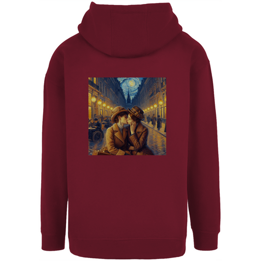 Oversize Hoodie mit Kordel und Kuss Print im Stil von Van Gogh