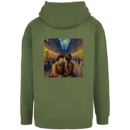 Oversize Hoodie mit Kordel und Kuss Print im Stil von Van Gogh