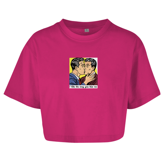 Oversize Crop Top mit Kuss Print im Stil von Roy Lichtenstein