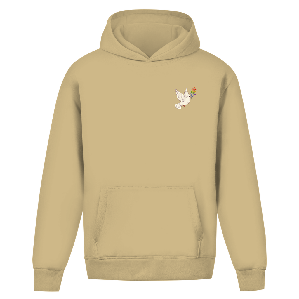 Oversize Hoodie ohne Kordel mit "Friedenstaube Pride Edition"