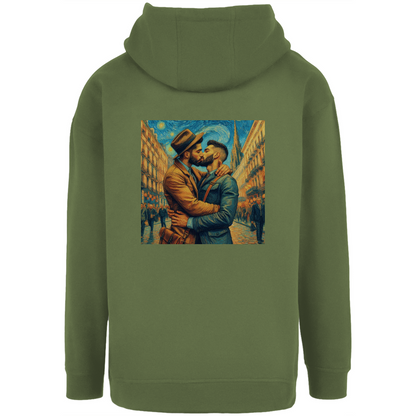 Oversize Hoodie mit Kordel und Kuss Print im Stil von Van Gogh