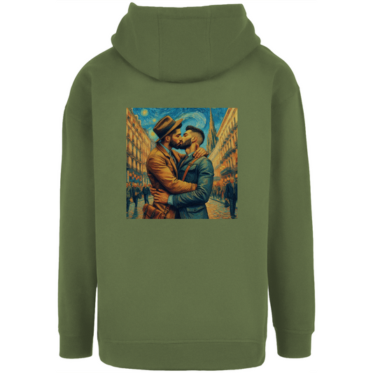 Oversize Hoodie mit Kordel und Kuss Print im Stil von Van Gogh