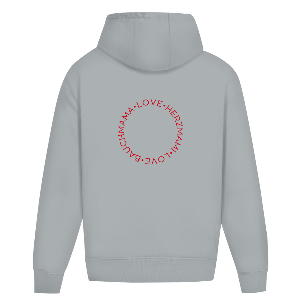 Oversize Hoodie ohne Kordel mit "Bauchmama-Herzmami" Print