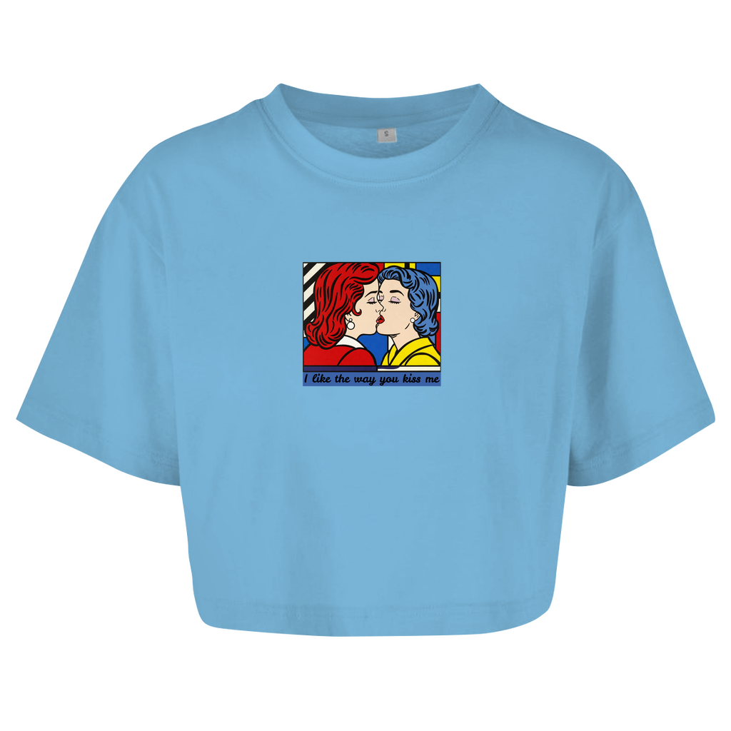 Oversize Crop Top mit Kuss Print im Stil von Roy Lichtenstein