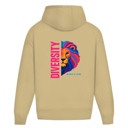 Oversize Hoodie ohne Kordel mit "DIVERSITY LION"