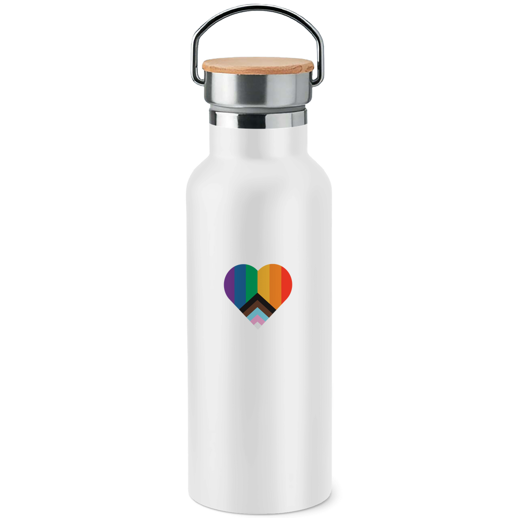 Edelstahl-Trinkflasche mit "LGBTQAI+ Herz"