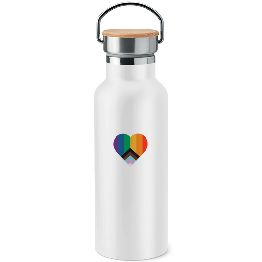 Edelstahl-Trinkflasche mit "LGBTQAI+ Herz"